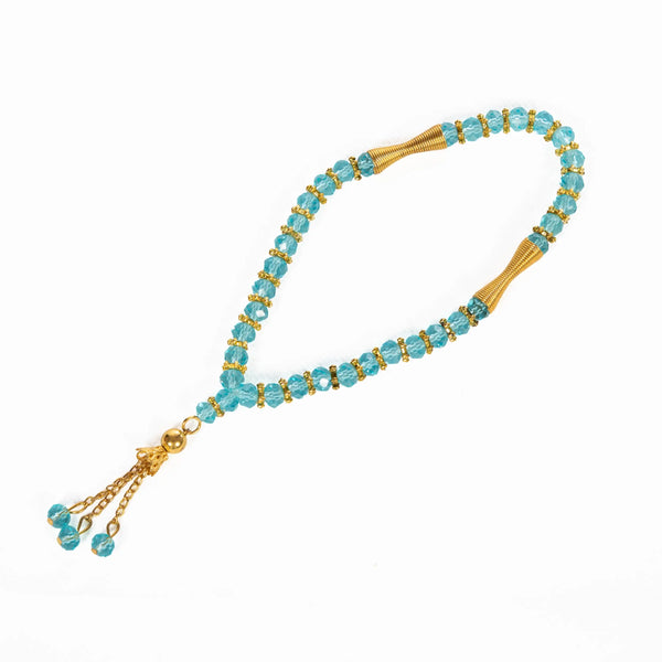Bleu Clair Chapelet en Verre - 33 perles de Prière Musulmanes