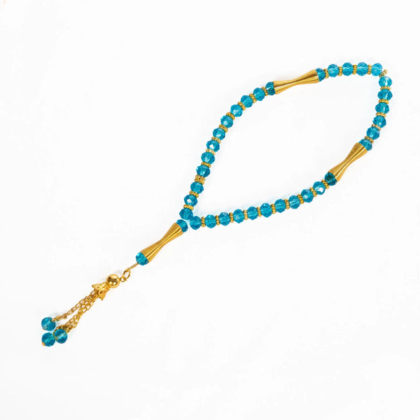 Bleu Foncé Chapelet en Verre - 33 perles de Prière Musulmanes