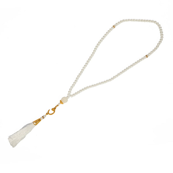 Chapelet Musulman Blanc Perlé – 33 Grains | Élégant & Spirituel