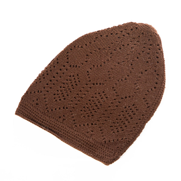 Marron Bonnet de Prière Islamique en Maille Crochet – Calot Crâne Été