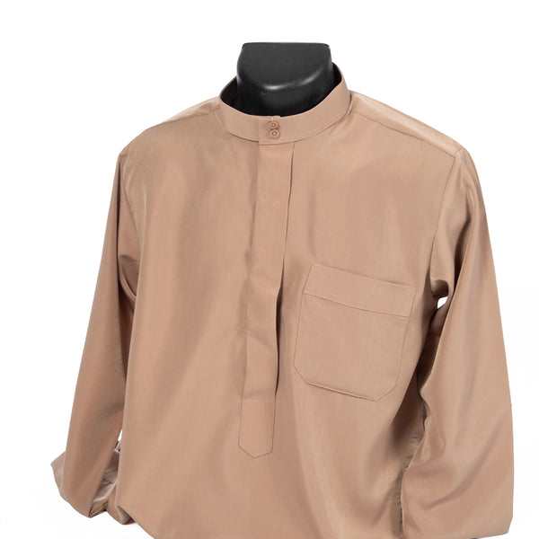 Qamis Col Beige Pour Hommes