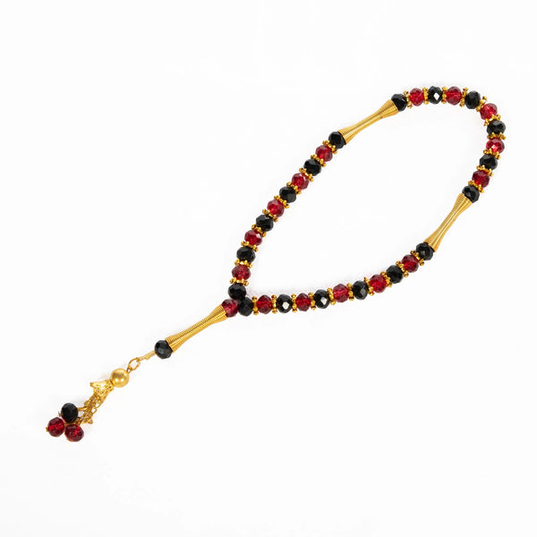Rouge Noir Chapelet en Verre - 33 perles de Prière Musulmanes